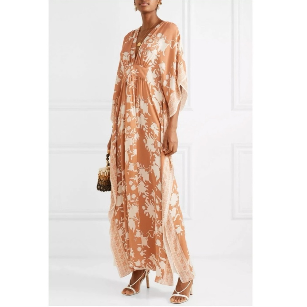 Johanna Ortiz Floral Orange and Cream Maxi Dress - Picture 6 of 12